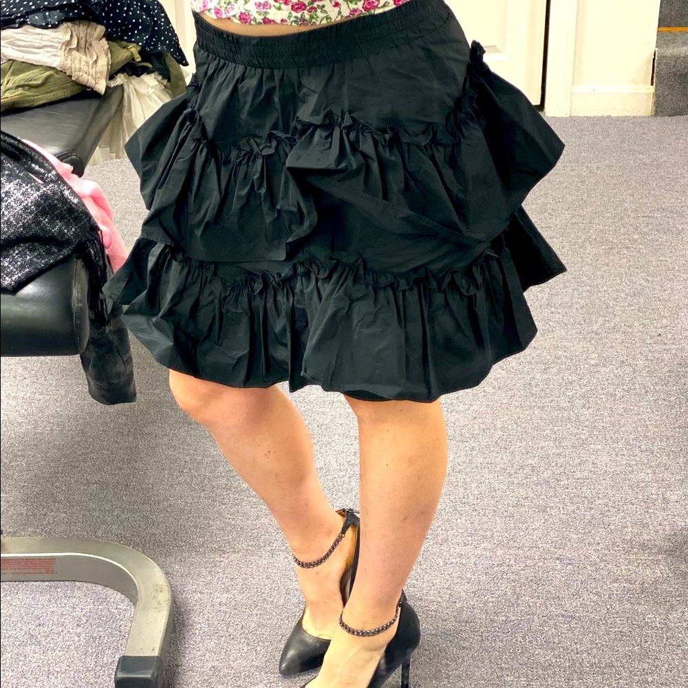 Black Two-Tier Ruffle Skirt